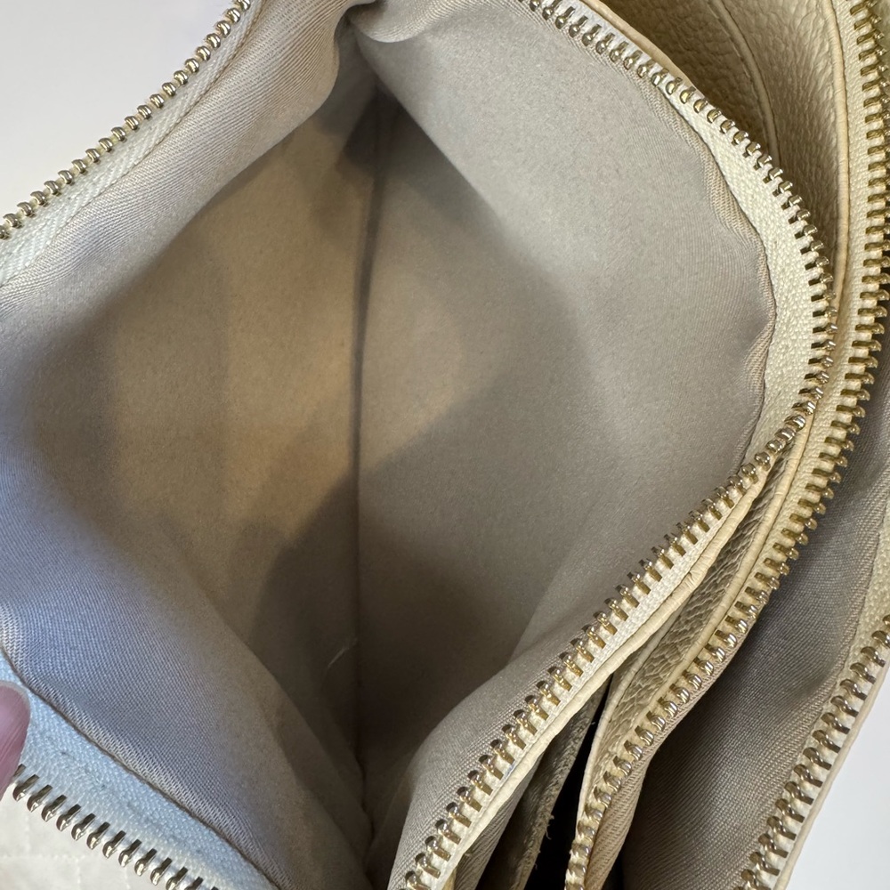 Valentina Cream Pebbled Leather Triple Compartment - Picture 5 of 10